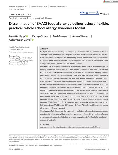 Pdf Dissemination Of Eaaci Food Allergy Guidelines Using A Flexible