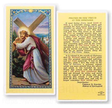Wound In The Shoulder Laminated Prayer Cards 25 Pack
