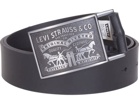 Levi S Men S Genuine Bridle Leather Belt Plaque Buckle Snap Closure Black Sz Joylot Com