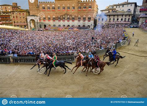 Mossa Or Start Of The Public Horse Race Palio Di Siena Editorial