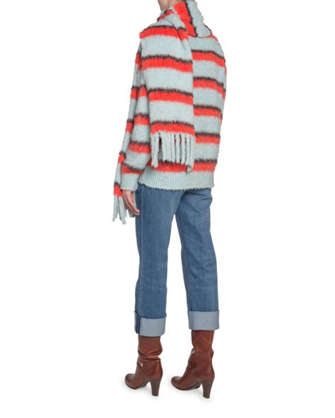 Marc Jacobs Runway Striped Fuzzy Silk Crewneck Sweater And Matching Items And Matching Items