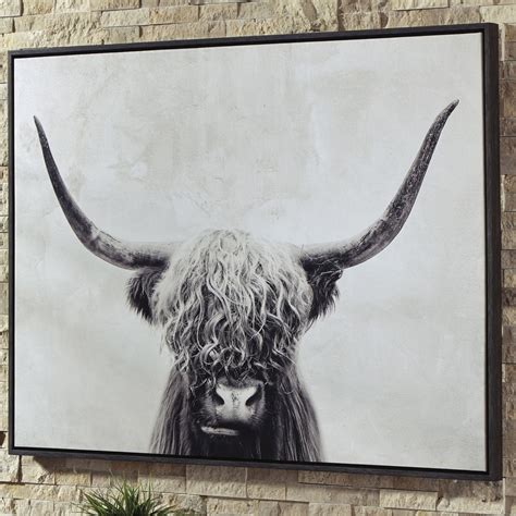 Pancho Framed Highland Cow Wall Art Grey Na Ebay