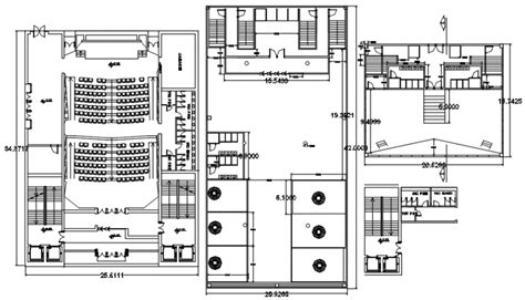 Cad Planning Of Auditorium Hall Plan 2d View In Autocad Software File