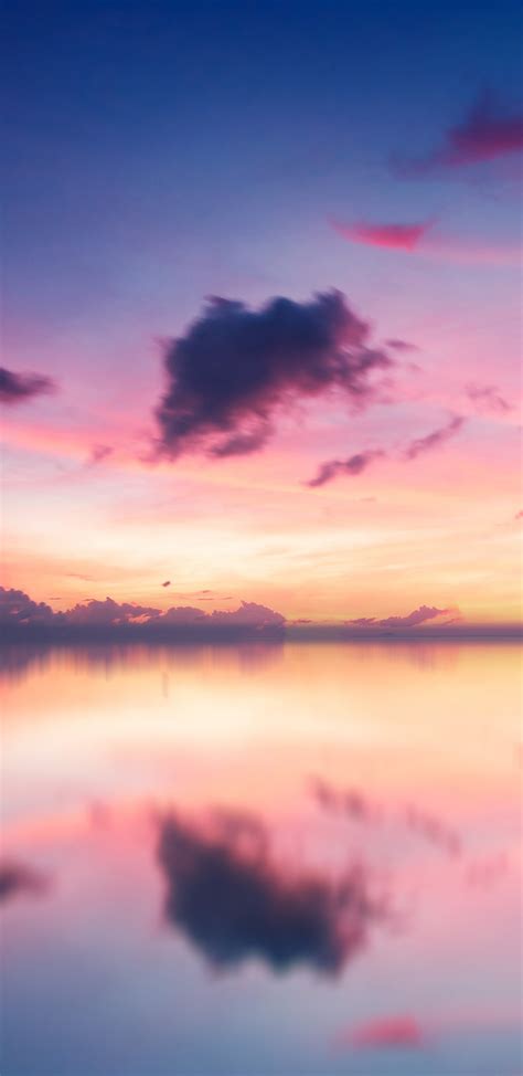 Download 1440x2960 Sunset Boat Clouds Scenery Reflection Sky