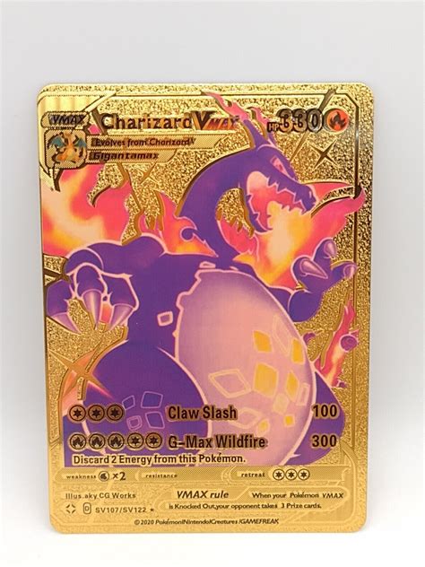 Mavin Shiny Black Charizard Vmax Gold Metal Card Nm Card