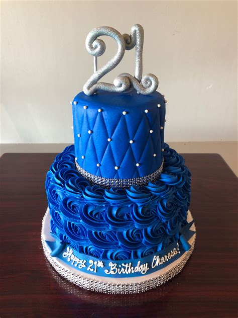 Blue Rosette 21st Birthday Cake Adrienne And Co Bakery Birthday Cake