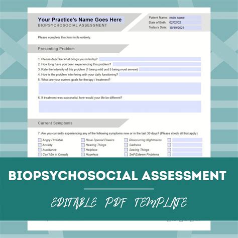 Biopsychosocial Assessment Template Pdf For Counselors Psychologists Psychiatrists Social
