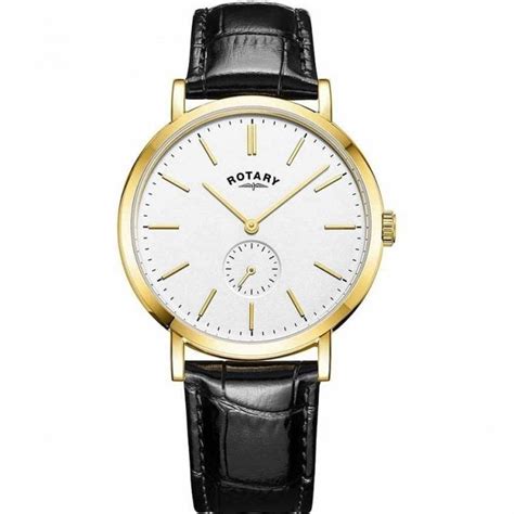 Rotary Mens Windsor Gold Plated Leather Quartz Watch Watches From