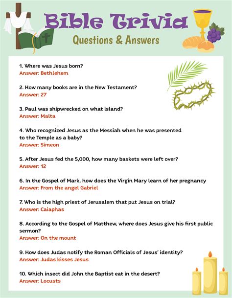 Free Printable Trivia Sheets Free Printable Bible Trivia Questions