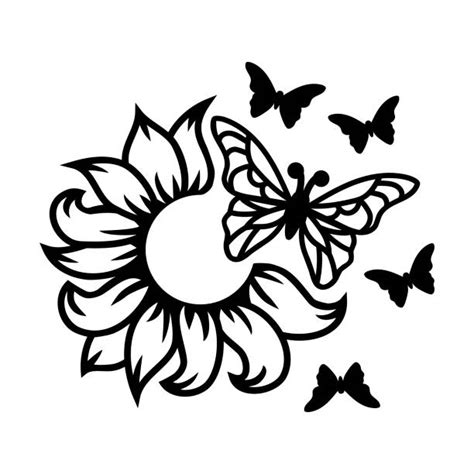 Sunflower And Butterfly Illustrations Royalty Free Vector Graphics
