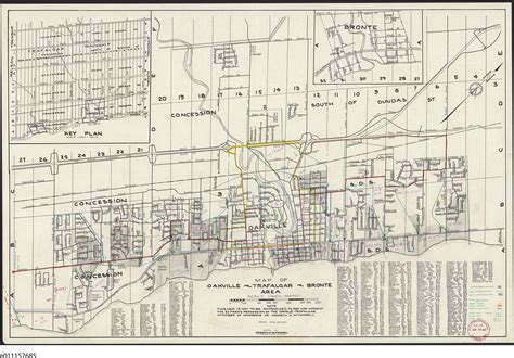 1958 Map Oakville Trafalgar Bronte Area Trafalgar