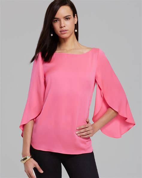 Lyst Milly Blouse Stretch Silk Butterfly In Pink