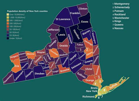 Population Density Of New York Counties 2018 Rnewyork