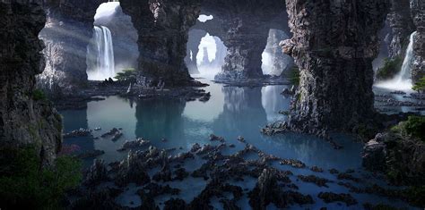 Underground Caves With Water ~ Fantasy Landscape Fantasy City Fantasy