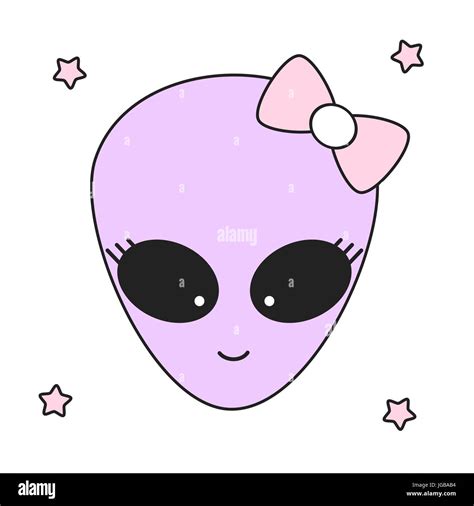 Cute Cartoon Alien Girl Vector Illustration Stock Vector Image And Art