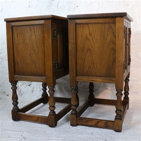 Gothictudor Style Oak Pair Of Bedside Cabinets Antiques