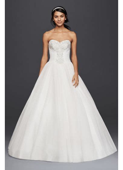 Strapless Tulle Ball Gown With Beaded Lace Bodice Davids Bridal