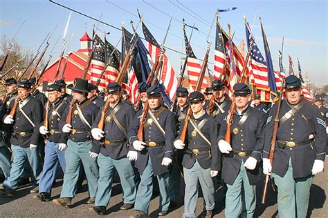 Federal Troops Pass By During The Remembrance Day Parade In Gettysburg