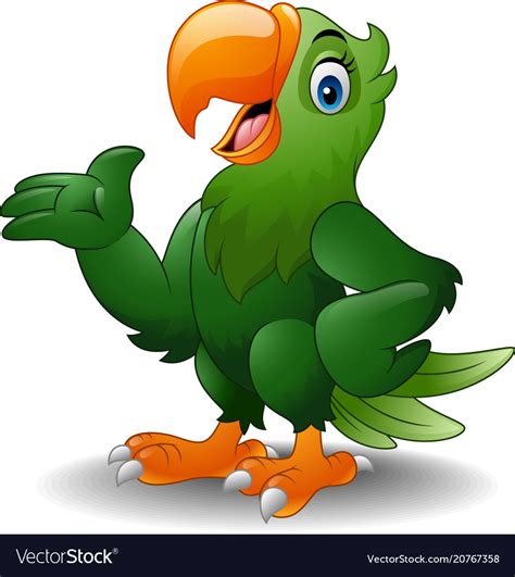 Cartoon Happy Parrot Presenting Royalty Free Vector Image