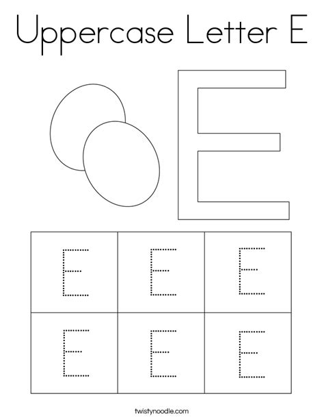 Uppercase Letter E Coloring Page Twisty Noodle
