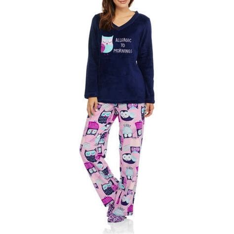 Secret Treasures Womens Pajama Plush Fleece Sleep Top And Pants 3 Piece Sleepwear Table