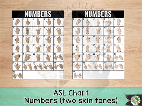 Asl Number Chart 0 30 Sign Language Numbers Asl Printable Etsy Norway