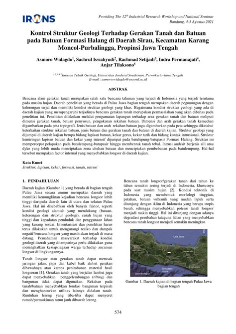 PDF Kontrol Struktur Geologi Terhadap Gerakan Tanah Dan Batuan Pada