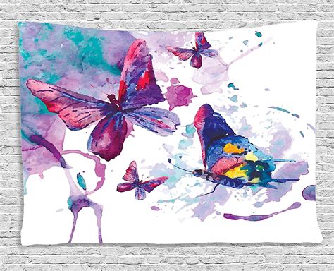 Purple Tapestry Butterflies Decorations By Watercolor Effect