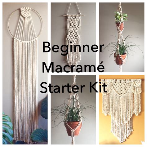 This diy macrame plant hanger pattern guide, written by oklahoma textile maker natasha ball, is an invitation to the world of macrame, an ancient yet modern place. BEGINNER Macramé PATTERN Starter Kit//5 Beginner Patterns ...