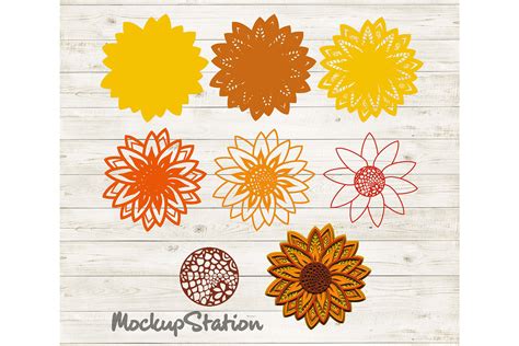 Sunflower 3d Mandala Svg Flower Layered Design Png Dxf Cut File By