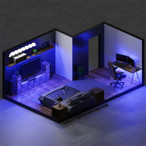 Super cool 3D gaming room 😍 Rate it 1-10! Modelled by @af - vozeli.com