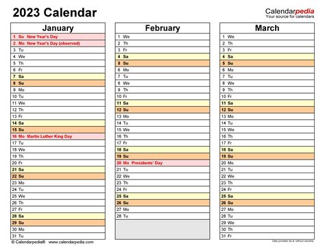 2023 Yearly Printable Calendars In Microsoft Word Excel And Pdf The