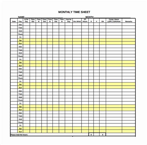 Blank Weekly Time Sheets