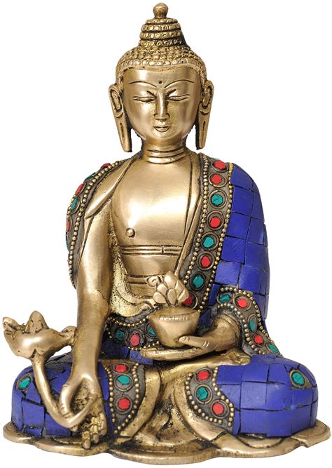 6 Lapis Buddha Of Healing Tibetan Buddhist Deity In Brass Handmade