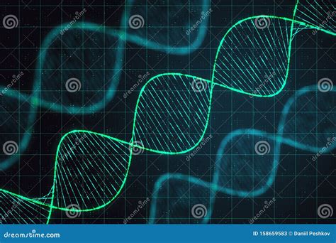 Science And Technology Concept With Digital Dna Spirals At Abstract