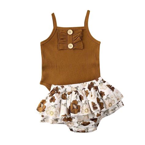 Brown Floral Set Baby Girl Fashion Girl Outfits Baby Girl Floral