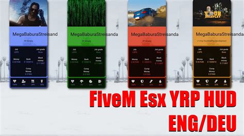 FiveM ESX YRP Hud Hunger Thirst Money Job Etc ENG DEU YouTube