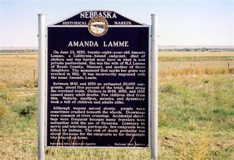 Nebraska Historical Marker Amanda Lamme E Nebraska History
