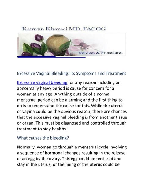 Excessive Vaginal Bleeding Its Symptoms And Treatment By Dr Kamran My