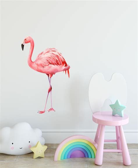 Watercolor Pink Flamingo 1 Wall Decal Tropical Bird Animal Wall Stick