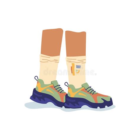 Person Legs In Sneakers Shoes Cartoon Vector Boots Stock Vector Illustration Of Training