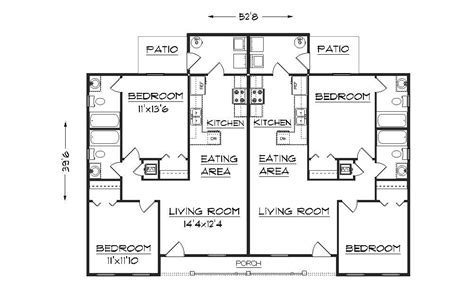 duplex plan j891d duplex floor plans duplex house plans small house blueprints