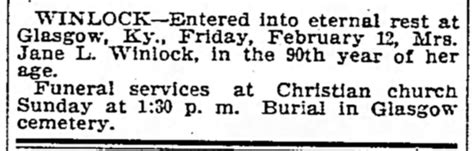 J. T. G. Winlock Drowns Near Glasgow – Barren County – Kentucky Kindred