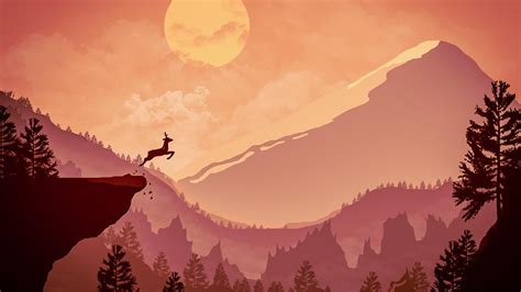 3840x2160 Deer Jumping Out From Mountain Minimalism 4k Hd 4k Wallpapers