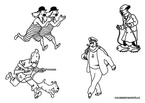 Tintin With Little Bears Coloring Pages For Kids Printable Free