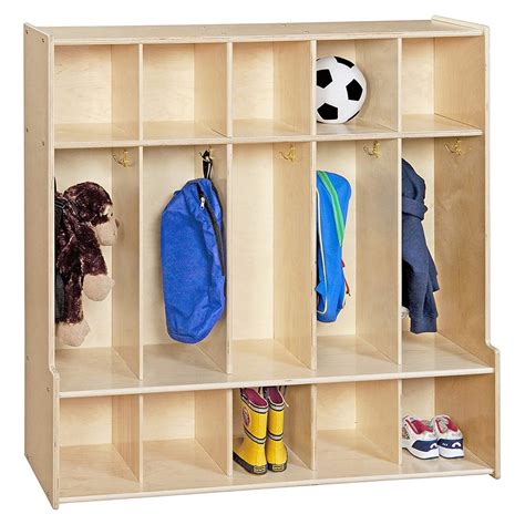 Section Coat Locker With Bench And Cubby Storage For Kids Backpack