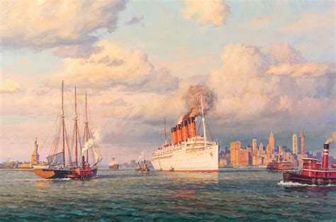 Cunard Liner Mauretania Of 1907 Steams Outbound Through New York