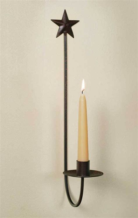 Chamberstick candleholder in antique tin $4.95. set of 2 Primitive 15" Star Candle Holders - Metal Wall ...