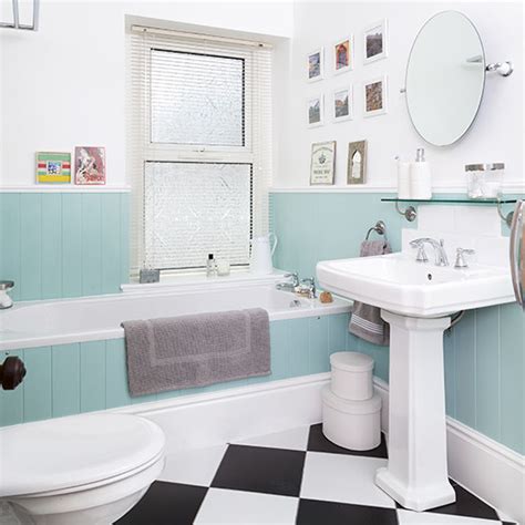 Looking to use behr paint. White bathroom with duck-egg blue panelling | Decorating | Ideal Home