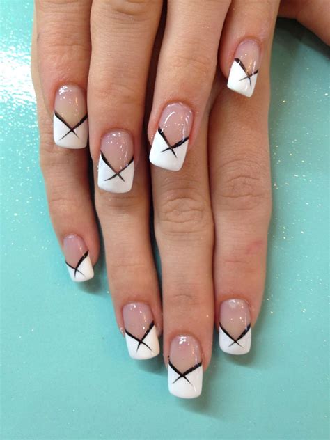 Cool White French Tips With Black Flick Nail Art Flickr Photo